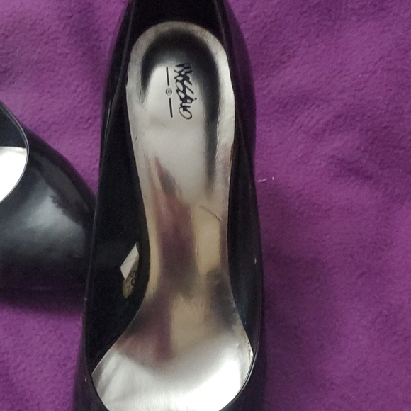 🔴Mossimo Sz 8 Black Patent Leather Heels👠 Silver Liming - Picture 8 of 13